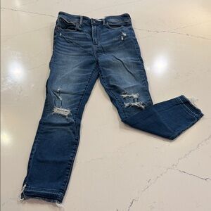 Abercrombie & Fitch Dark Blue Super Skinny Ankle High Rise Jeans